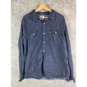 Levis Pearl Snap Shirt Mens 2XL Blue Rodeo Western Cowboy Button Up Denim Smiley